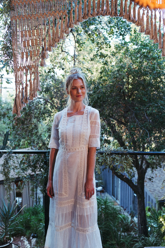 The Dorothea Edwardian Dress - Antique White - - Deco Haus
