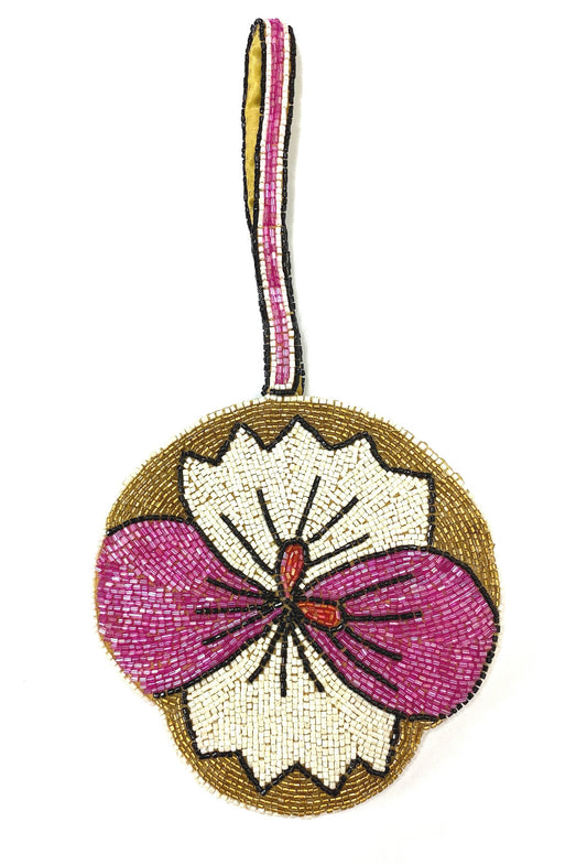 1920's Hand Beaded Wristlet Evening Purse - French Violette - Pink - - The Deco Haus