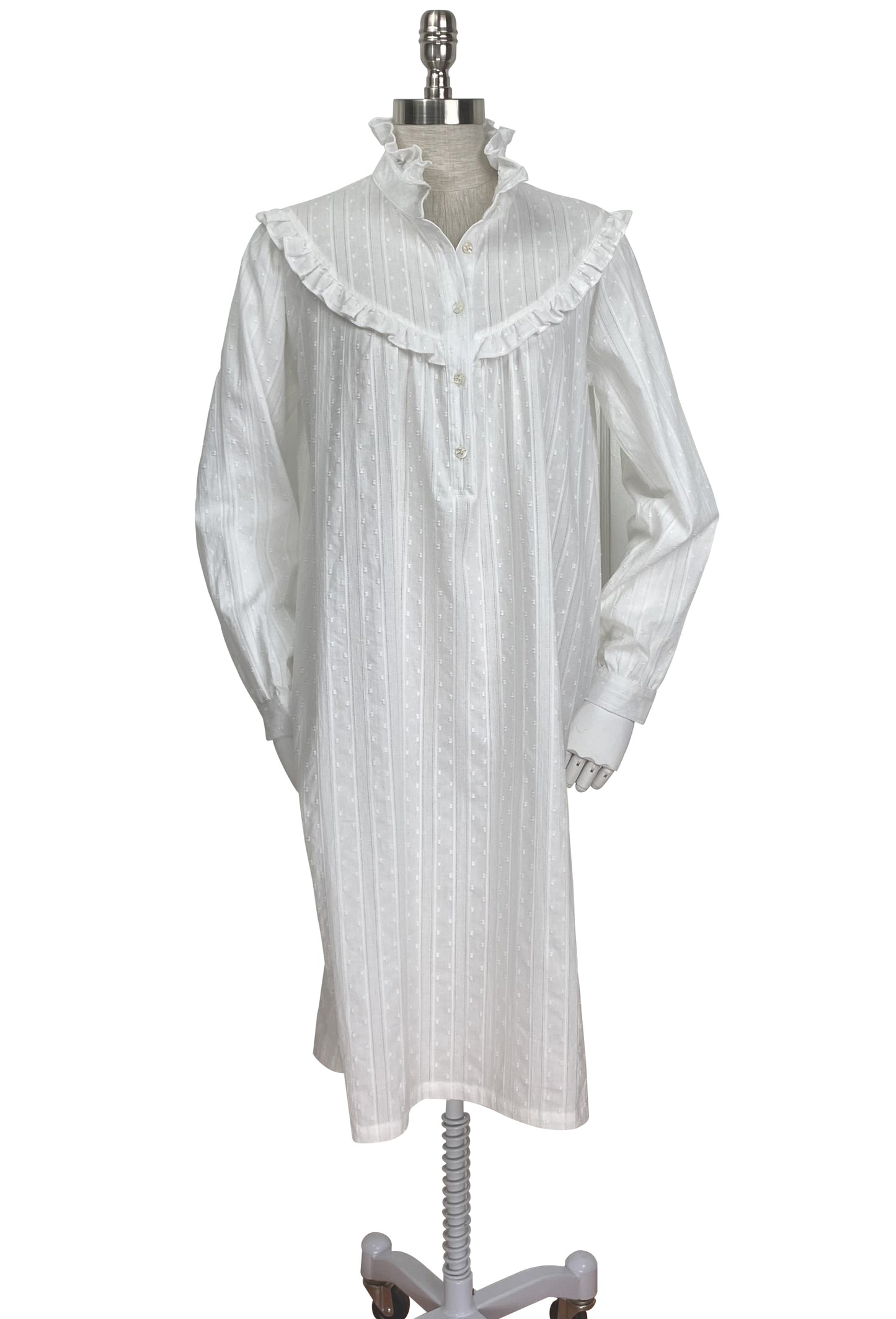 The Laura Shirt Dress - White Dotted Swiss - - Deco Haus