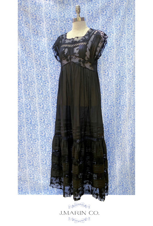 The Vivienne Dress - Edwardian Jet - - Deco Haus
