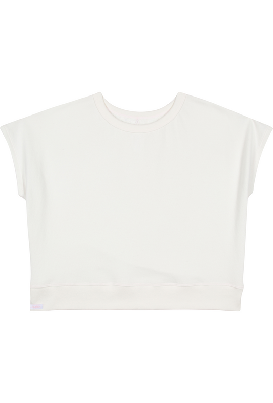 Organic Cotton Terry Bateau Top - Natural with Rosewater Pink Stitching - - J. Marin