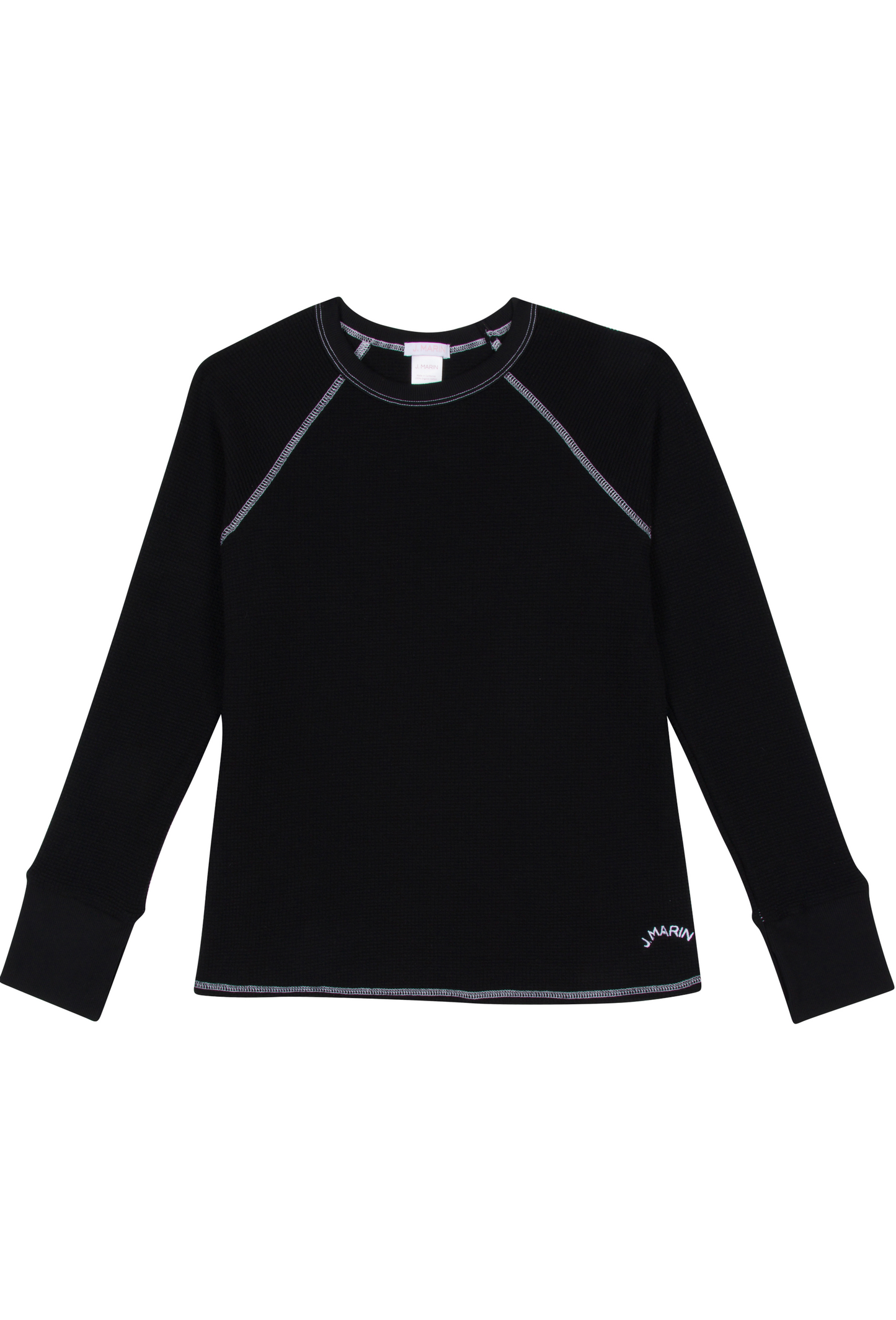 Organic Thermal Raglan Long Sleeve Athletic Top - Black - J. Marin