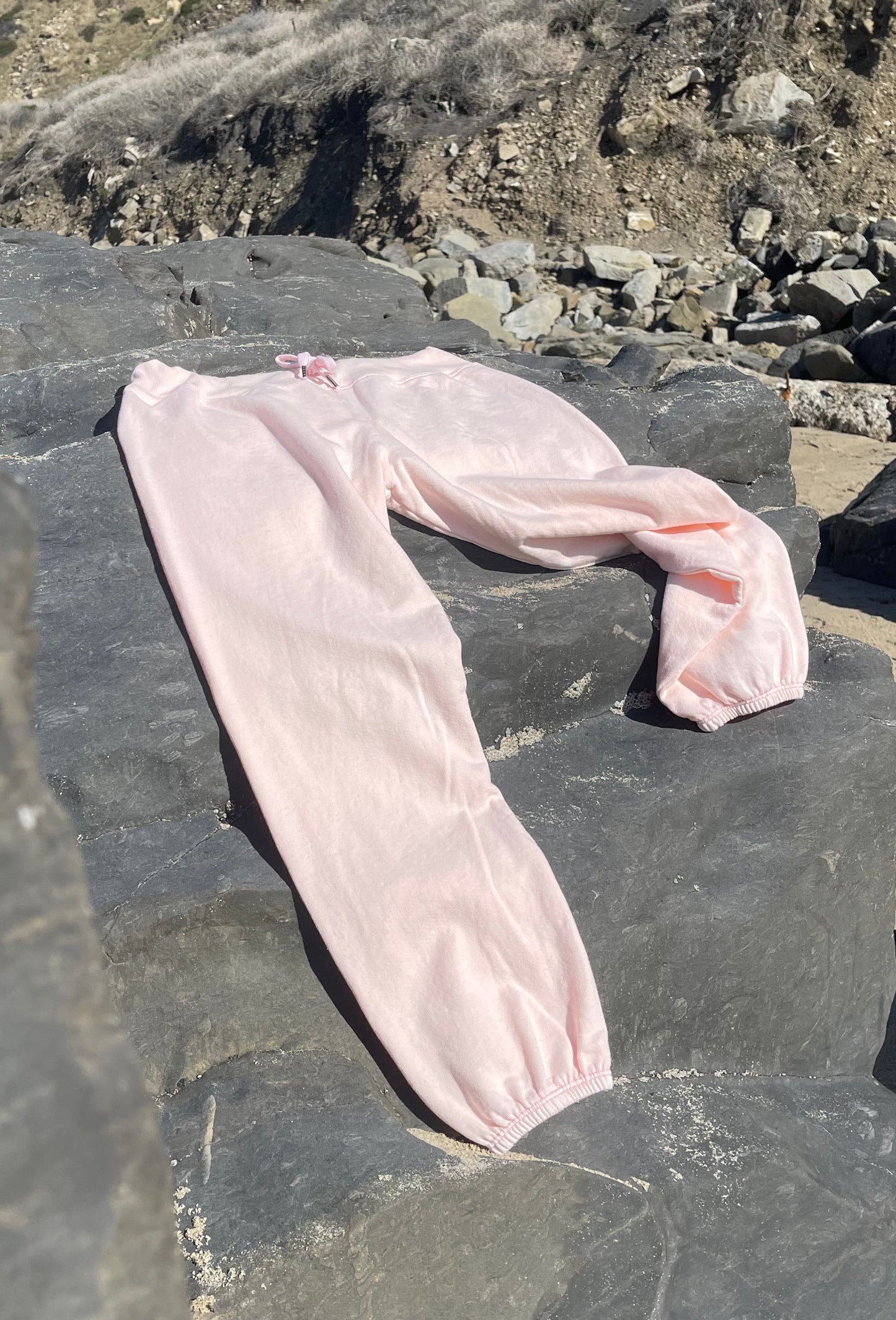 Organic Cotton French Terry Classic Cropped Sweatpants - Rosewater - J. Marin