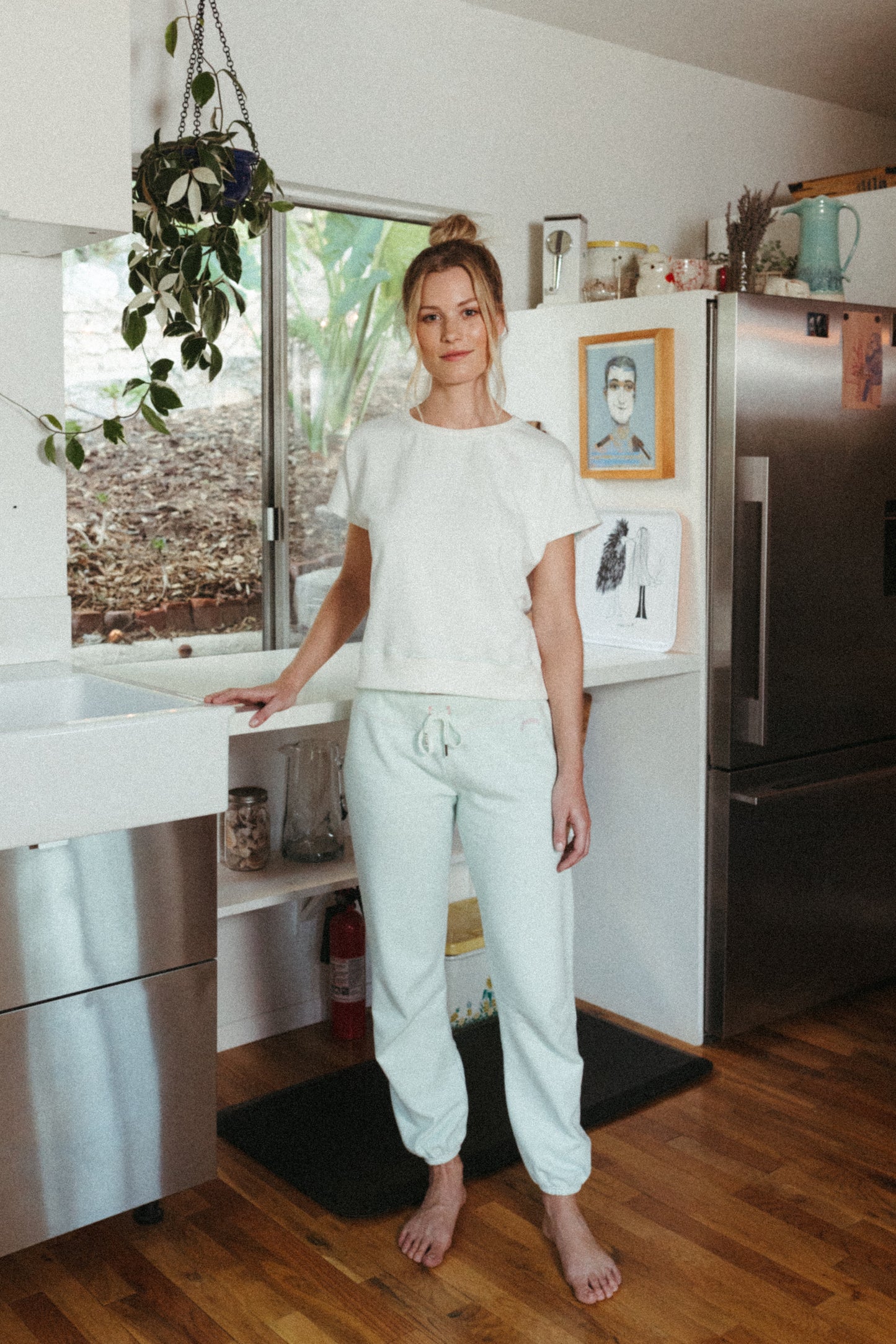 Retro Classic Cropped Organic Terry Gym Sweatpants - Aloe Green - J. Marin