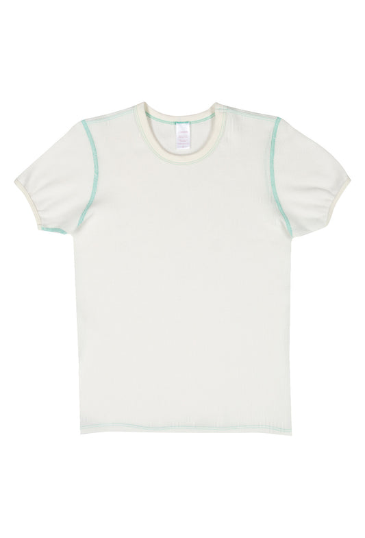 Organic Cotton Thermal Surplus Tee - Natural/Marine Green - - J. Marin