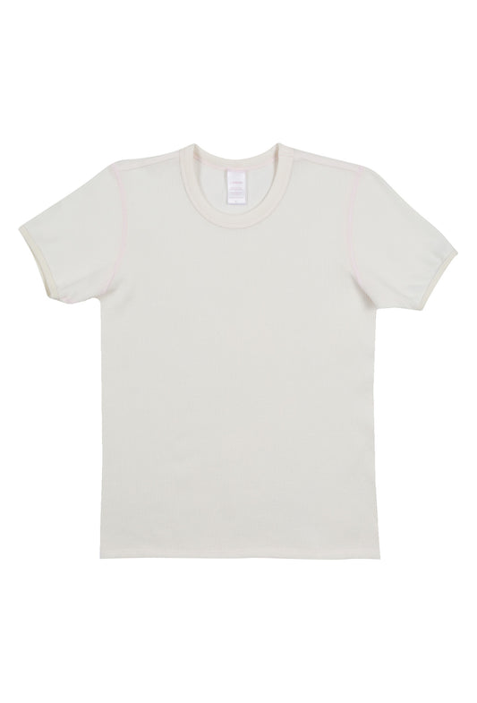 Organic Cotton Thermal Surplus Tee - Natural/Rosewater Pink - - J. Marin