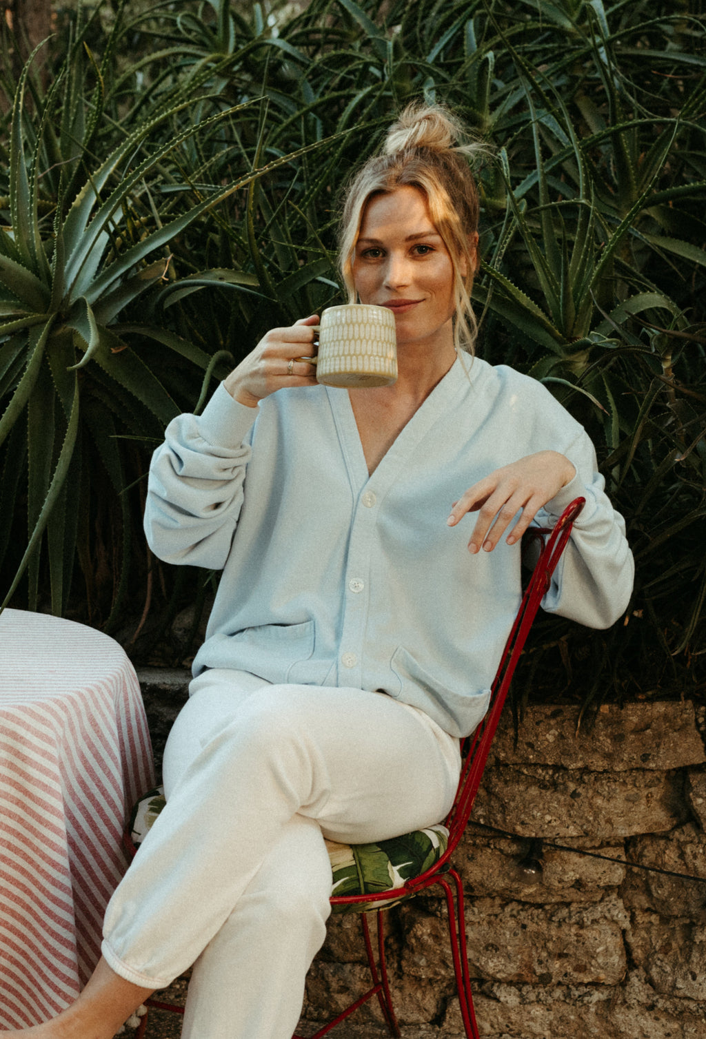 The French Terry Cardigan - Sail Blue - - J. Marin