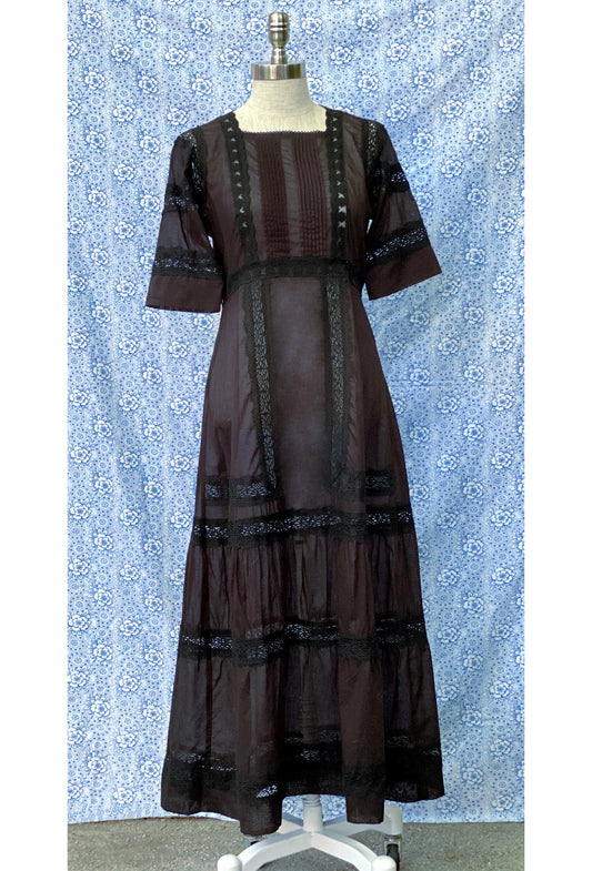 The Dorothea Edwardian Dress - Jet Black - J. Marin