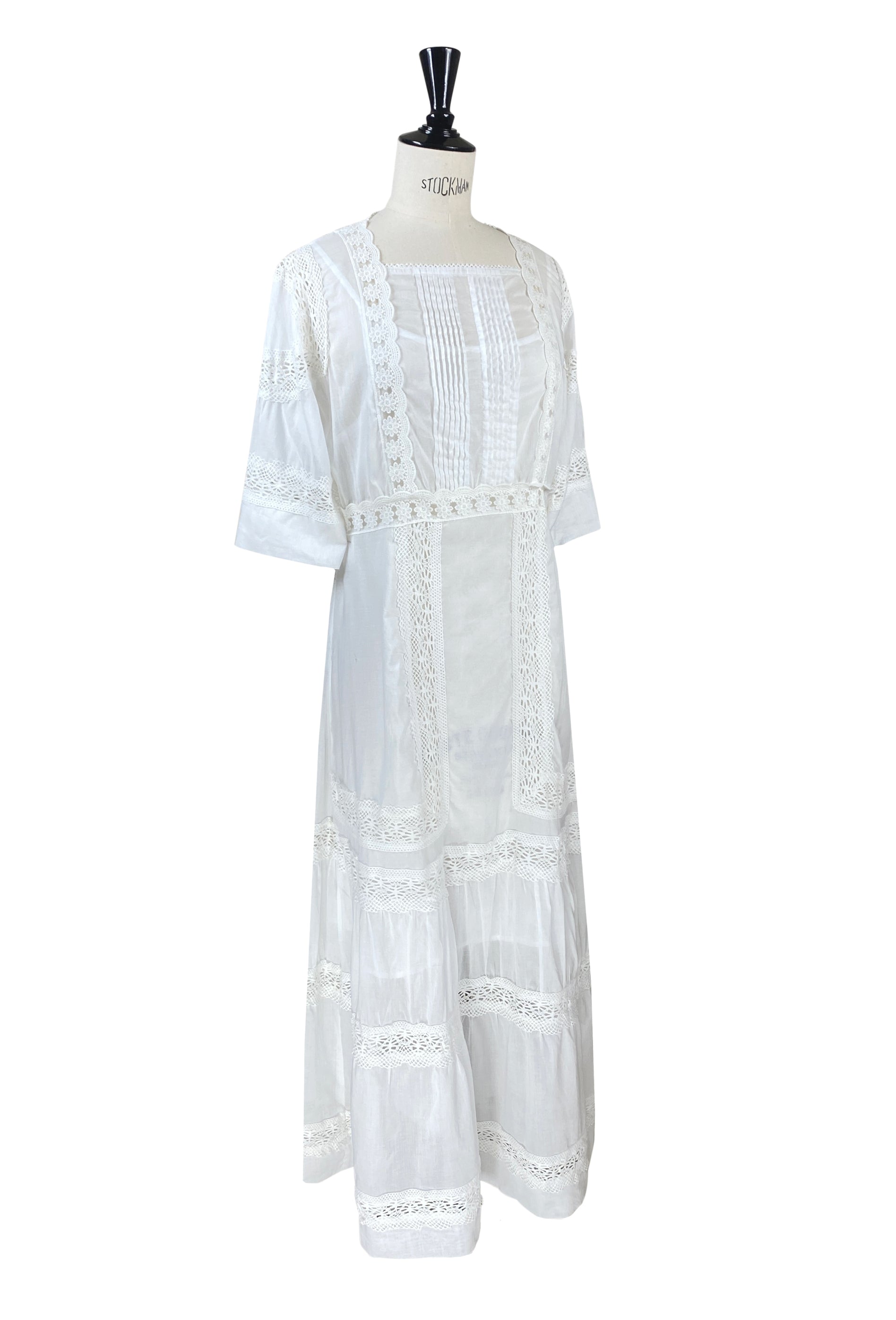 The Dorothea Edwardian Dress - Antique White - - Deco Haus