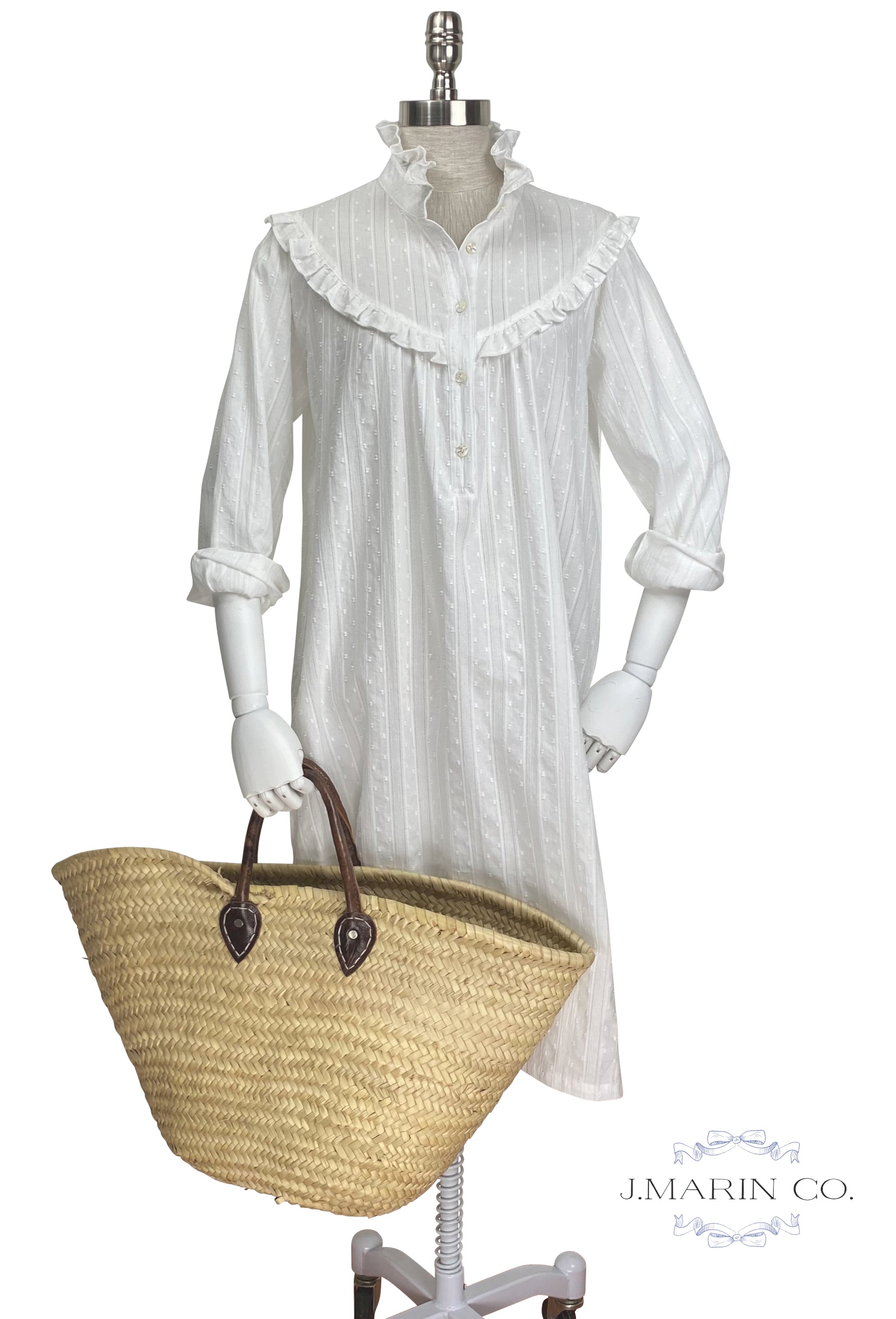 The Laura Shirt Dress - White Dotted Swiss - J. Marin