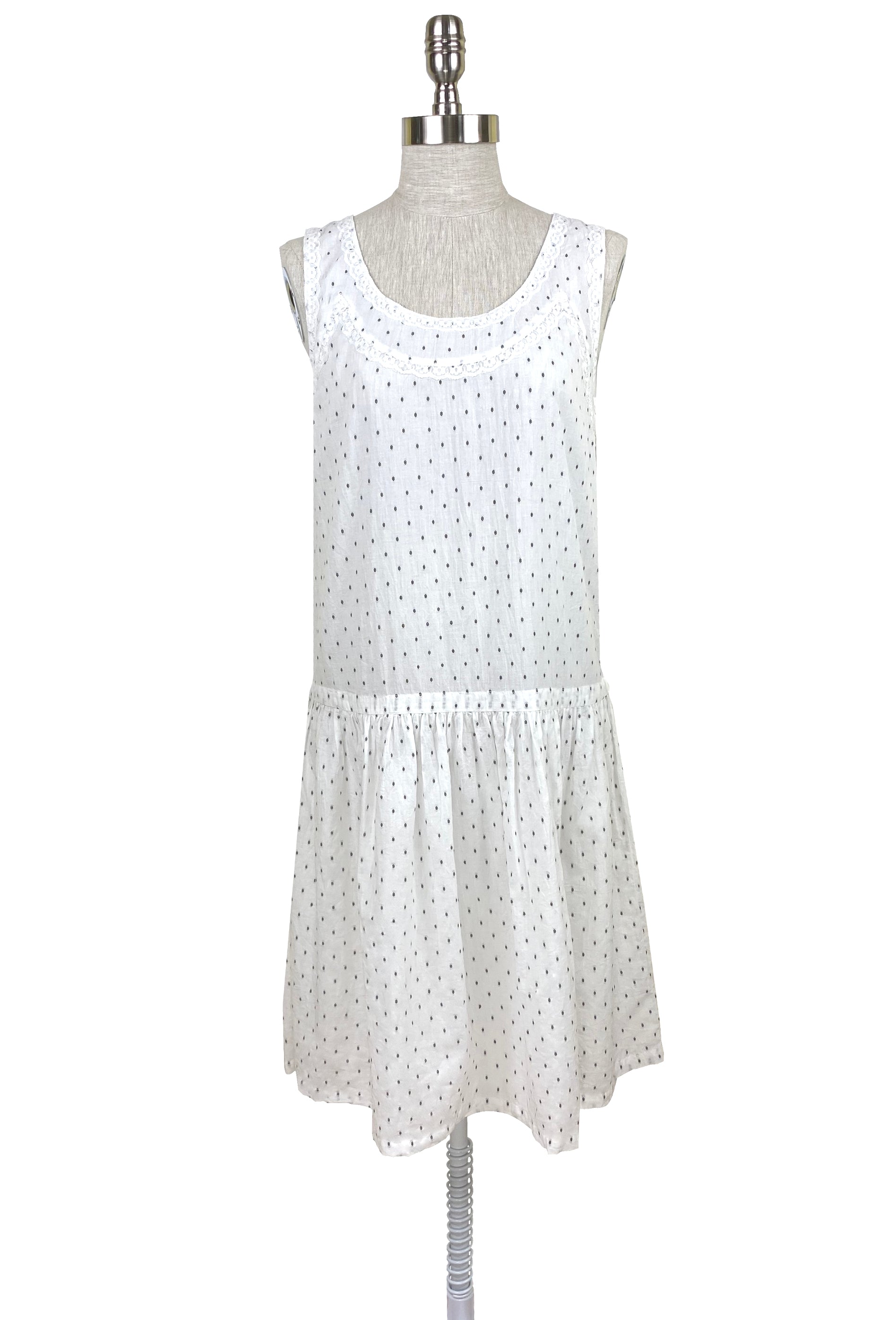1920's Vintage Deco Dot Lace Dropwaist Dress - White - J. Marin