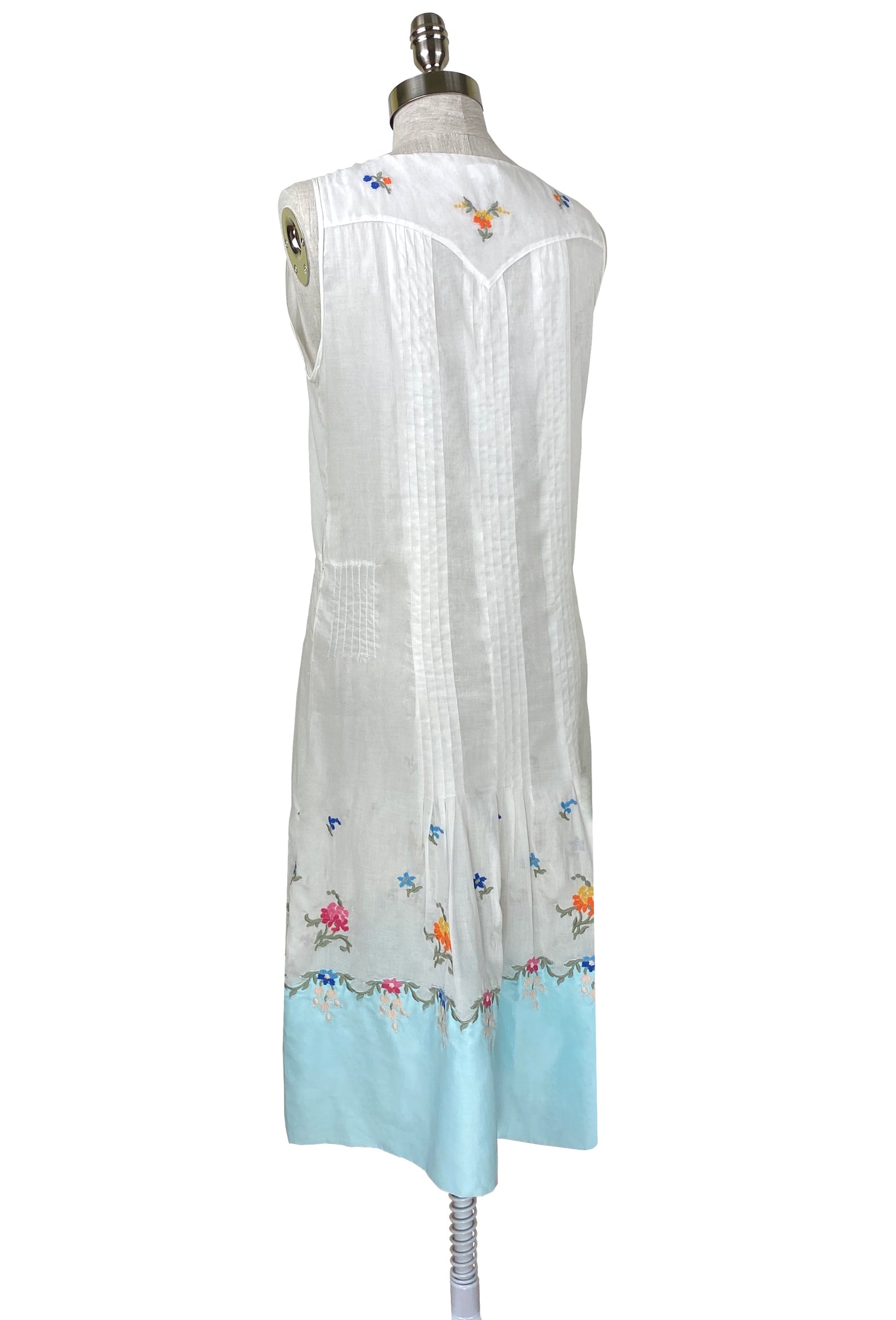 1920's Vintage Embroidered Silk Voile Catalina Dress - White - J. Marin