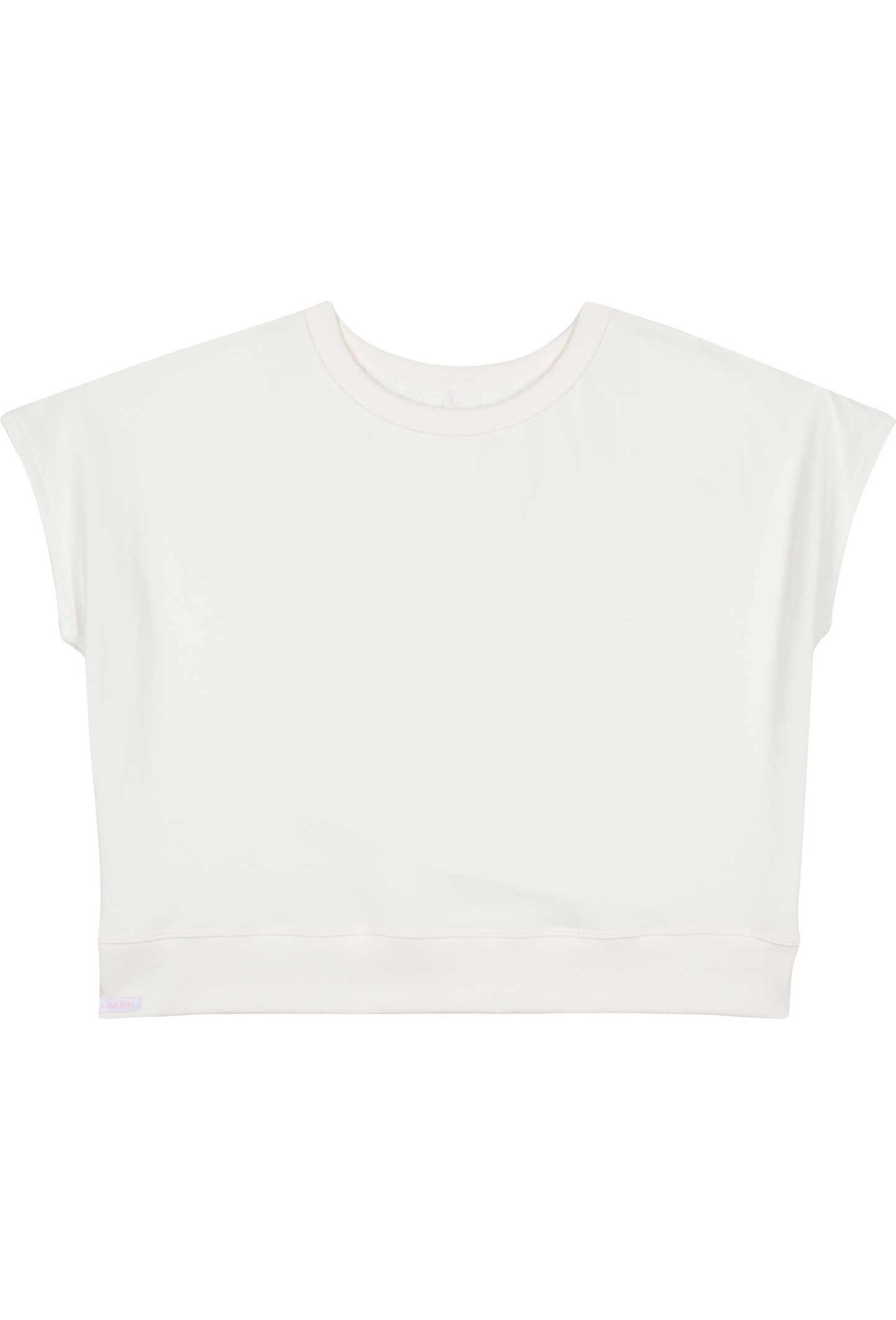 80's Retro French Terry Crop Top - Organic Cotton - Natural/Rosewater Pink - J. Marin