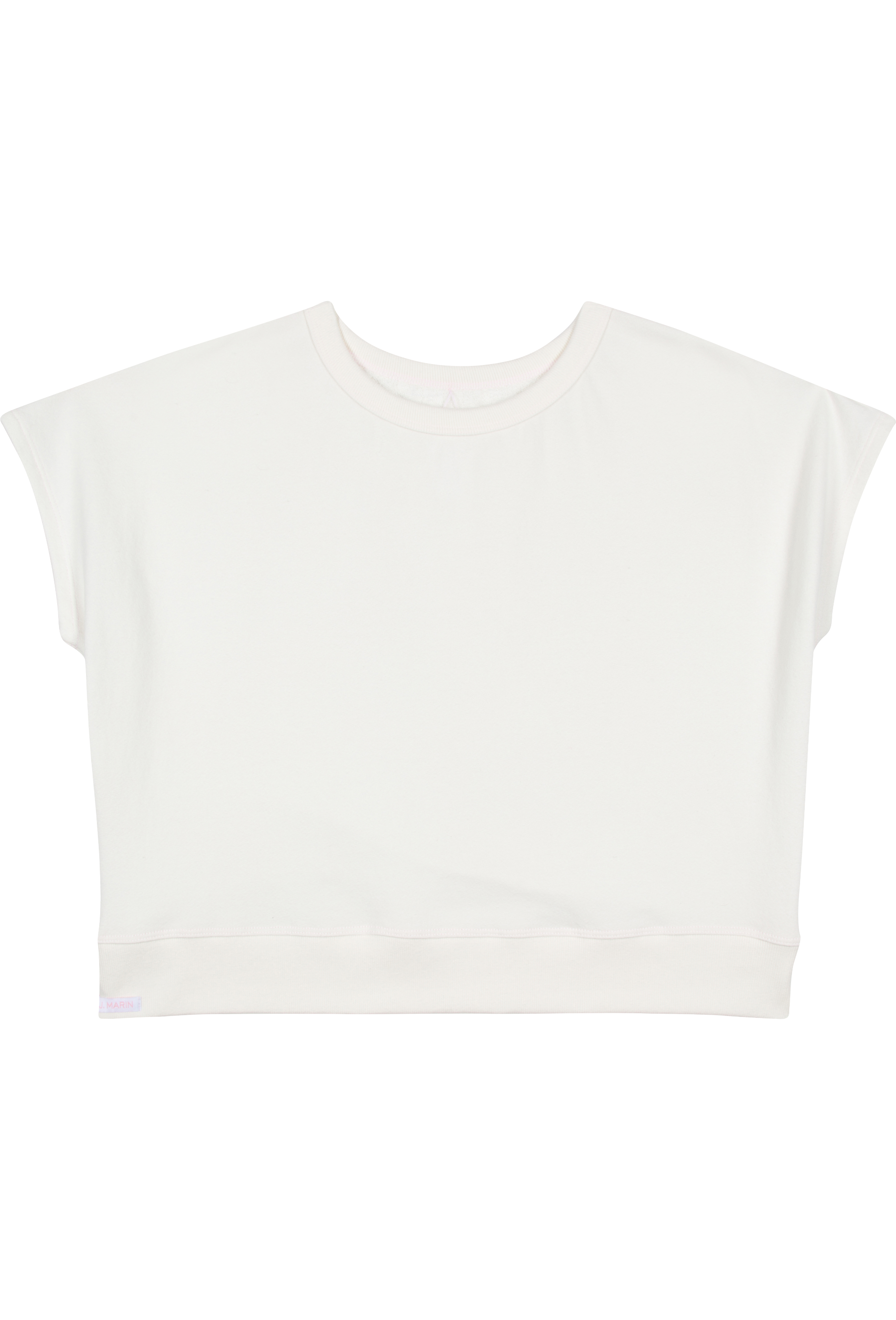 80's Retro French Terry Crop Top - Organic Cotton - Natural/Rosewater Pink - J. Marin