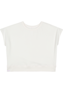 80's Retro French Terry Crop Top - Organic Cotton - Natural/Rosewater Pink - J. Marin