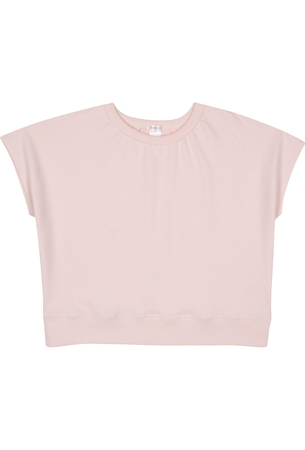 80's Retro French Terry Crop Top - Organic Cotton - Quartz Pink - J. Marin
