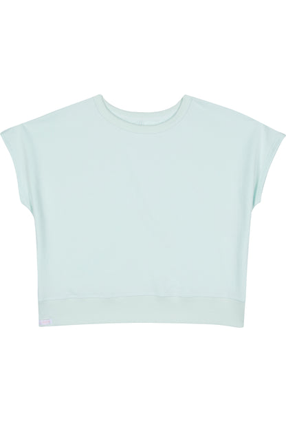 80's Retro French Terry Crop Top - Organic Cotton - Seaglass Green - J. Marin