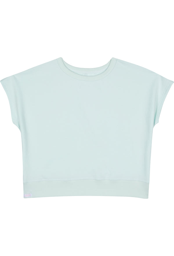 80's Retro French Terry Crop Top - Organic Cotton - Seaglass Green - J. Marin