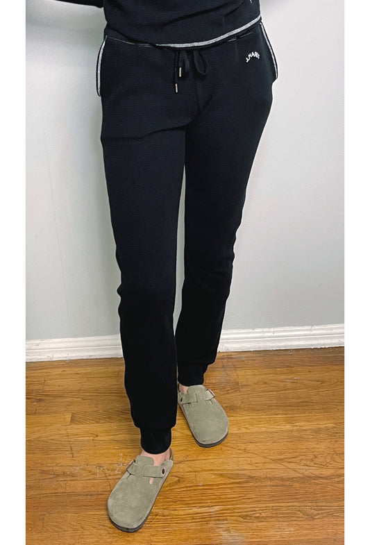 Retro Classic Long Organic Thermal Jogger Sweatpants - Essential Black