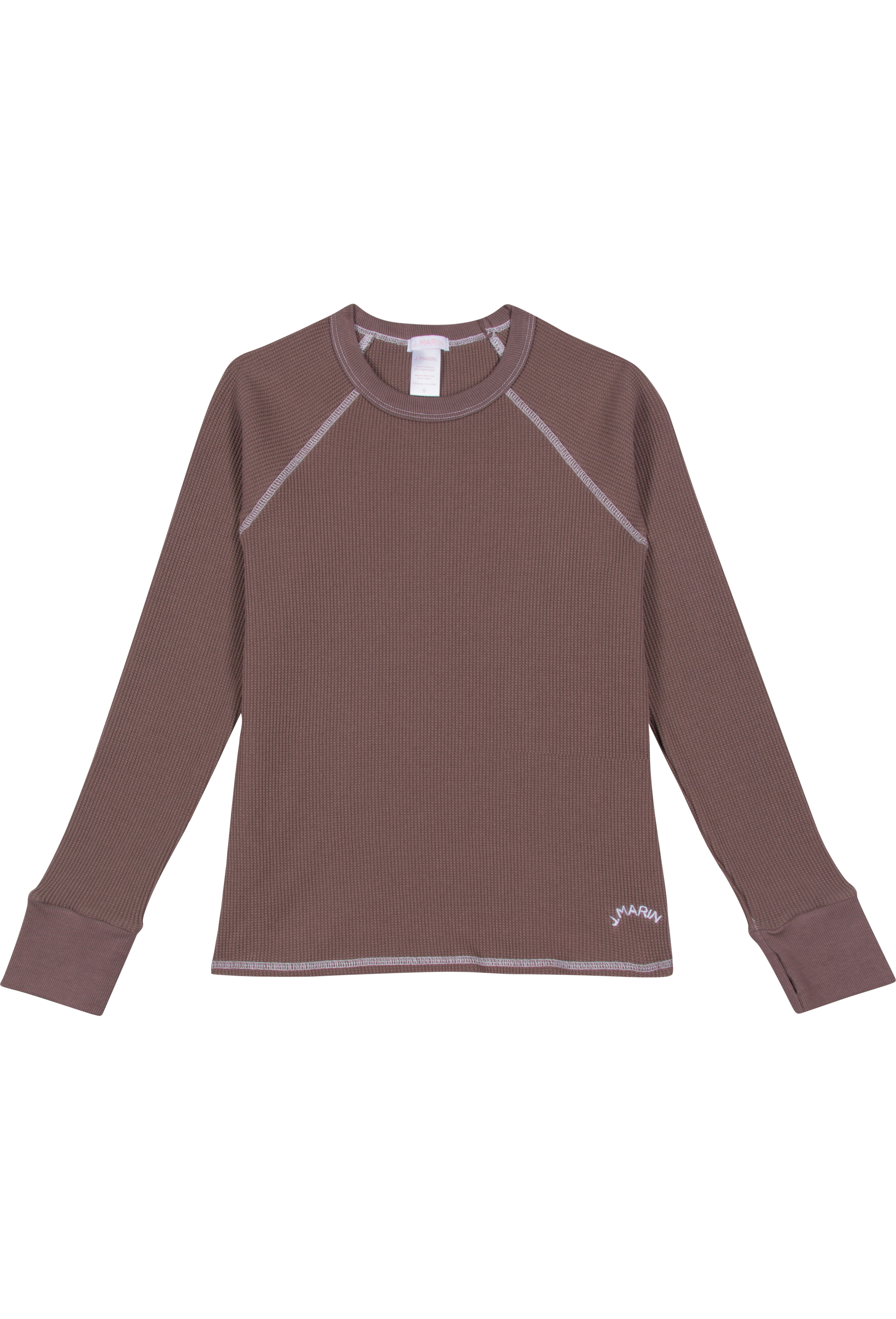 Organic Thermal Raglan Long Sleeve Athletic Top - Chocolate Brown - J. Marin