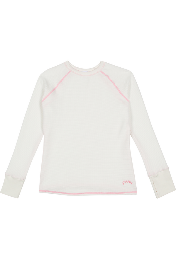Organic Thermal Raglan Long Sleeve Athletic Top - Natural - J. Marin