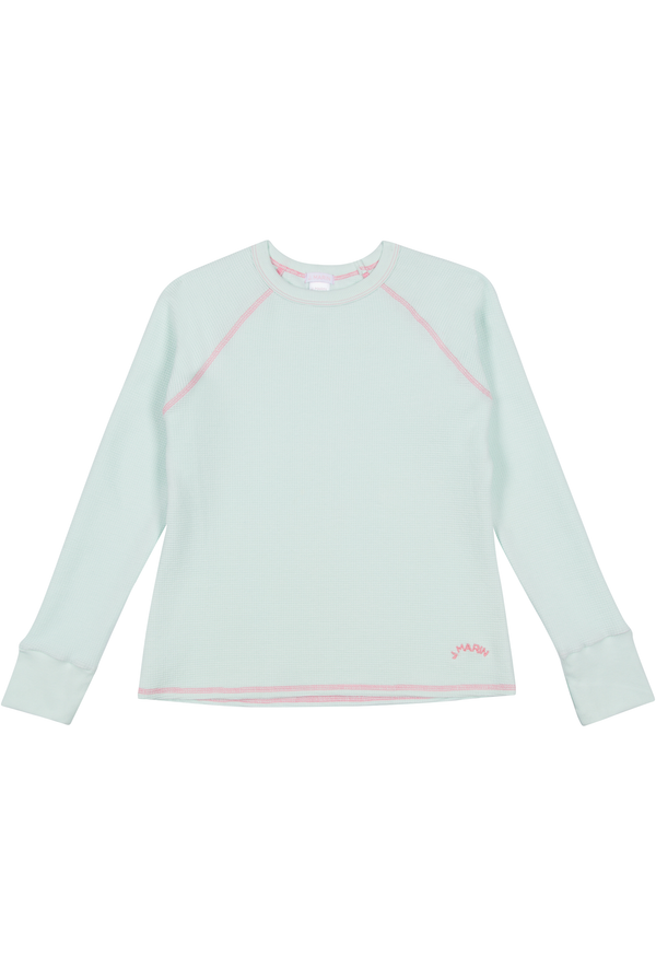 Organic Thermal Raglan Long Sleeve Athletic Top - Seaglass Green - J. Marin