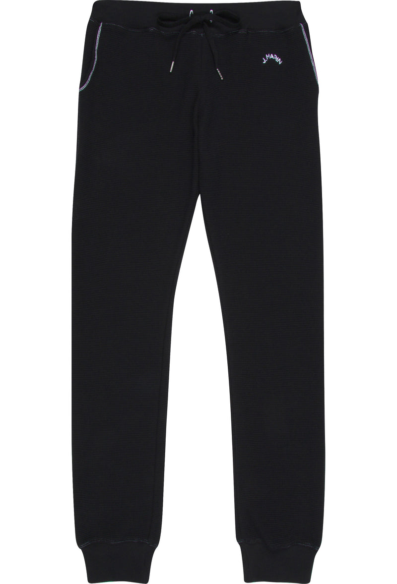 Retro Classic Long Organic Thermal Jogger Sweatpants - Essential Black - J. Marin