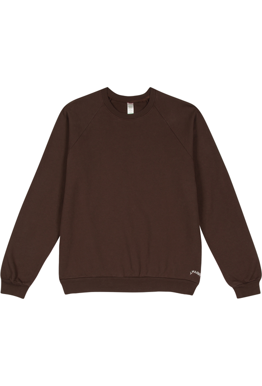 Retro Raglan Gym Sweatshirt - Organic Cotton Hand-Dye - Espresso Brown - J. Marin