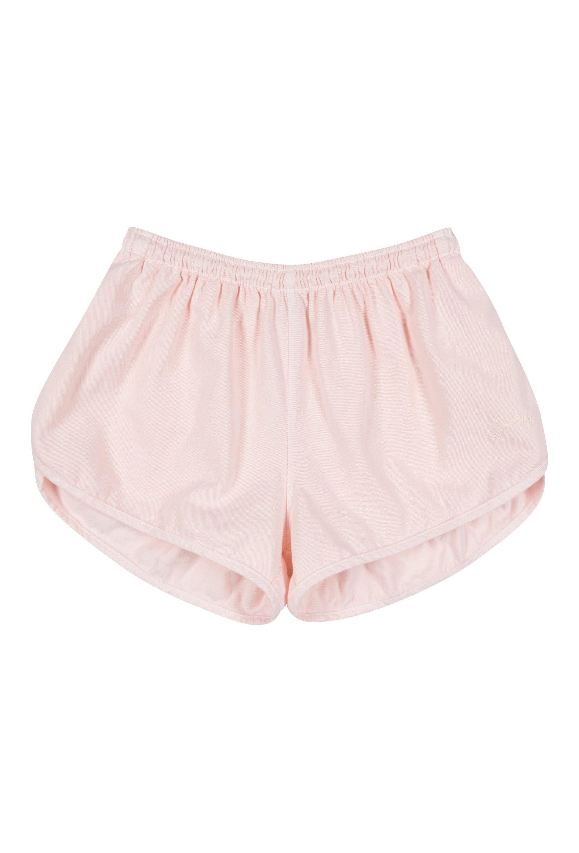 J.Marin's soft poplin Skipper short in pink. A boxer-style short with elastic waistband, curved dolphin hem, and airy vintage summer fit. Made in the USA from 100% cotton. 