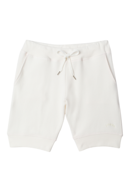 Vintage-Style Thermal Knicker Beach Shorts - Organic Cotton - Natural/Rosewater Pink Stitch - J. Marin