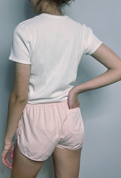 Vintage 1980's Style Washed Cotton Dolphin Shorts - Original White - J. Marin