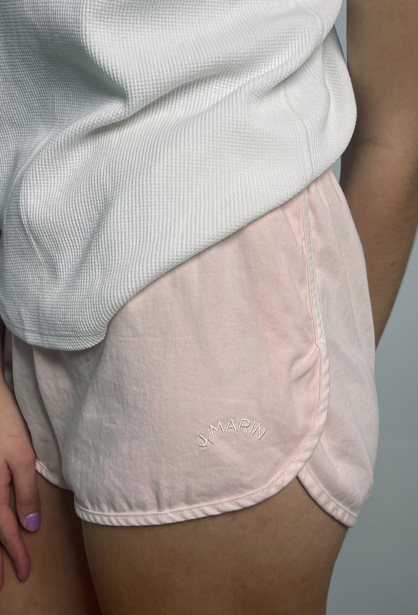 Vintage 1980's Style Washed Cotton Dolphin Shorts - Rosewater Pink - J. Marin