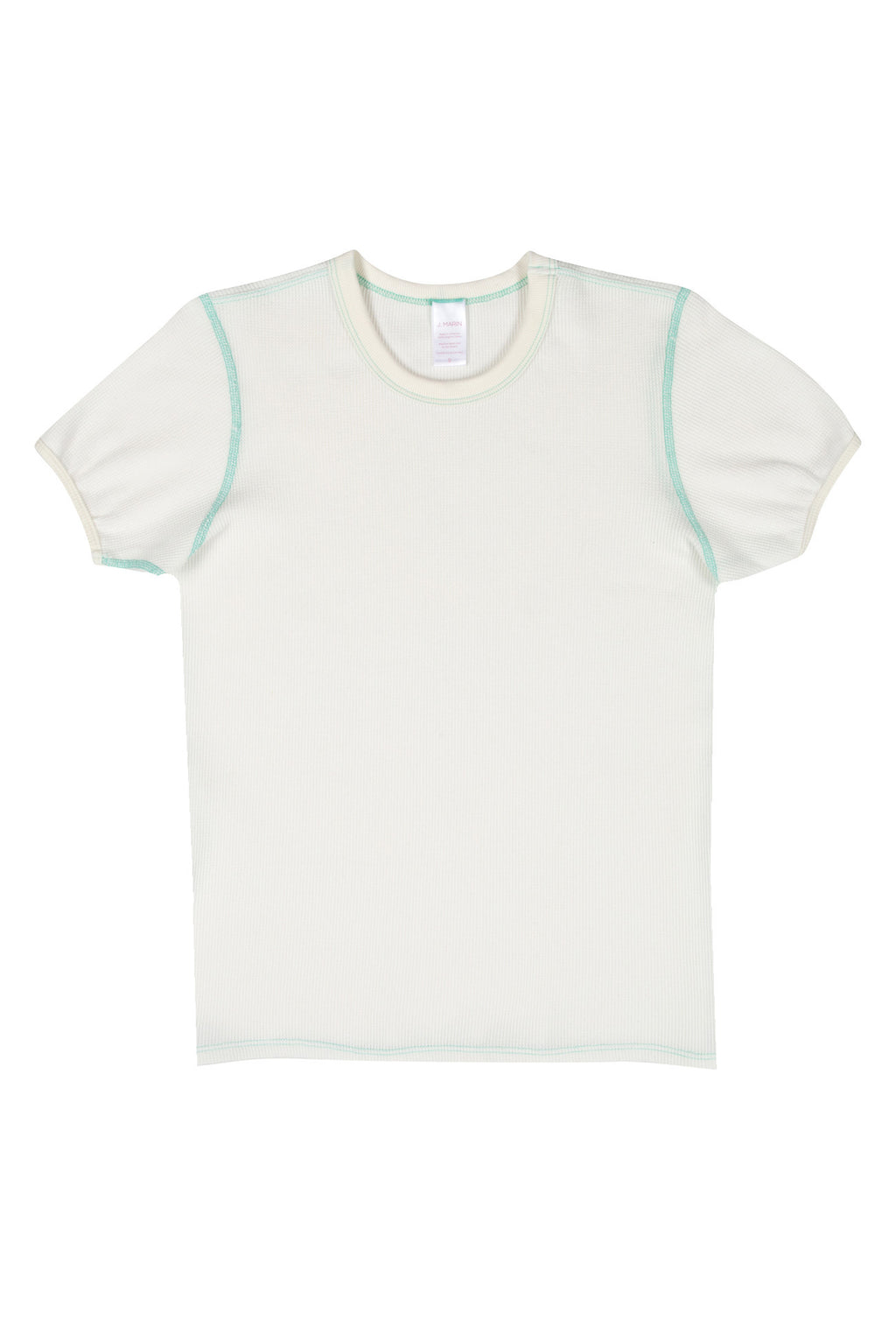 Organic Cotton Thermal Surplus Tee - Natural/Marine Green - - J. Marin
