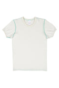 Organic Cotton Thermal Surplus Tee - Natural/Marine Green - - J. Marin