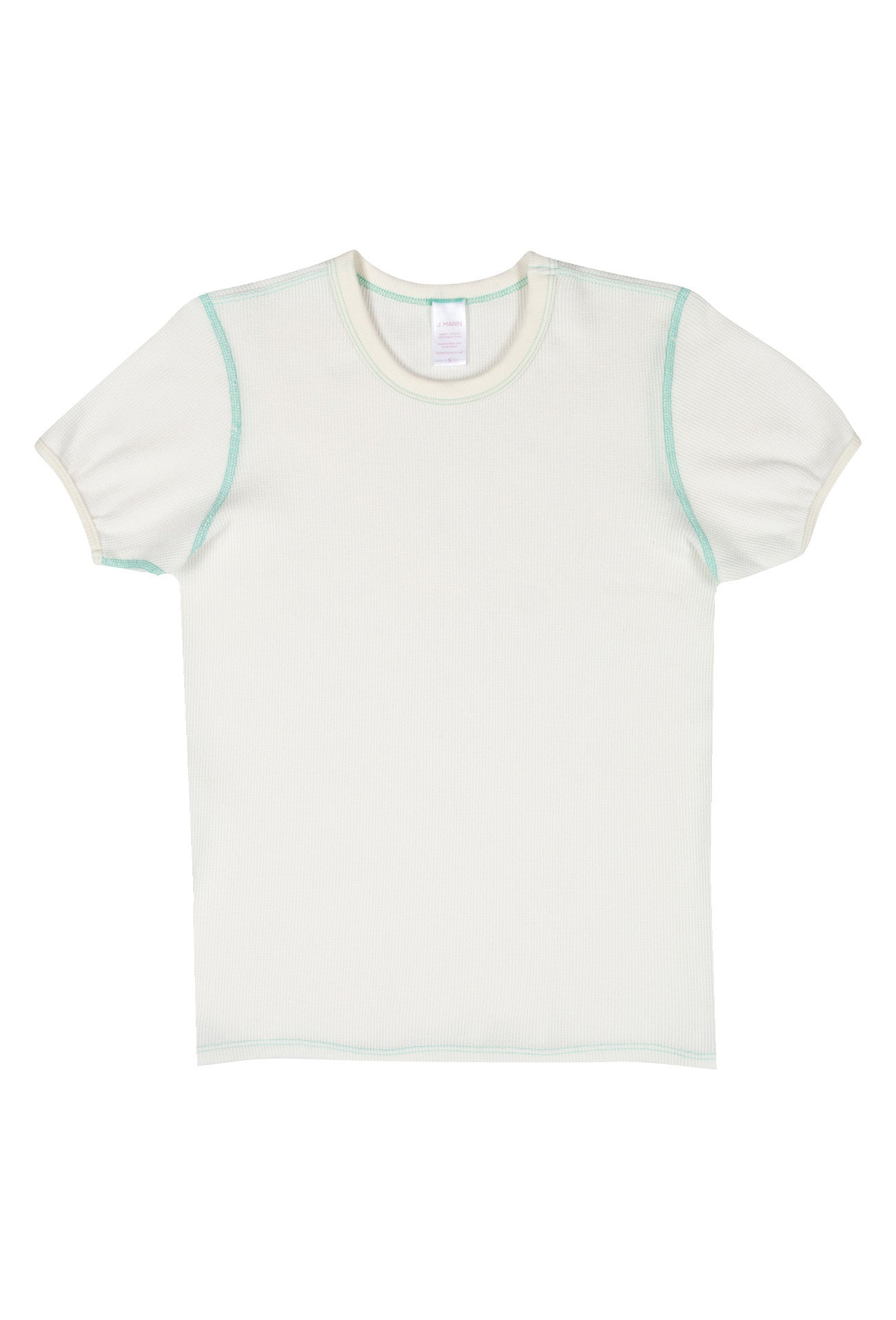 Organic Cotton Thermal Surplus Tee - Natural/Marine Green - - J. Marin