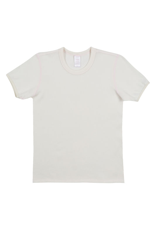Vintage Style Classic Thermal Surplus Tee - Organic Cotton - Natural/Rosewater Pink - J. Marin
