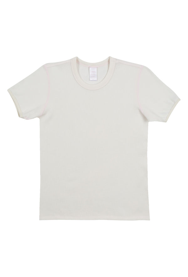 Vintage Style Classic Thermal Surplus Tee - Organic Cotton - Natural/Rosewater Pink - J. Marin
