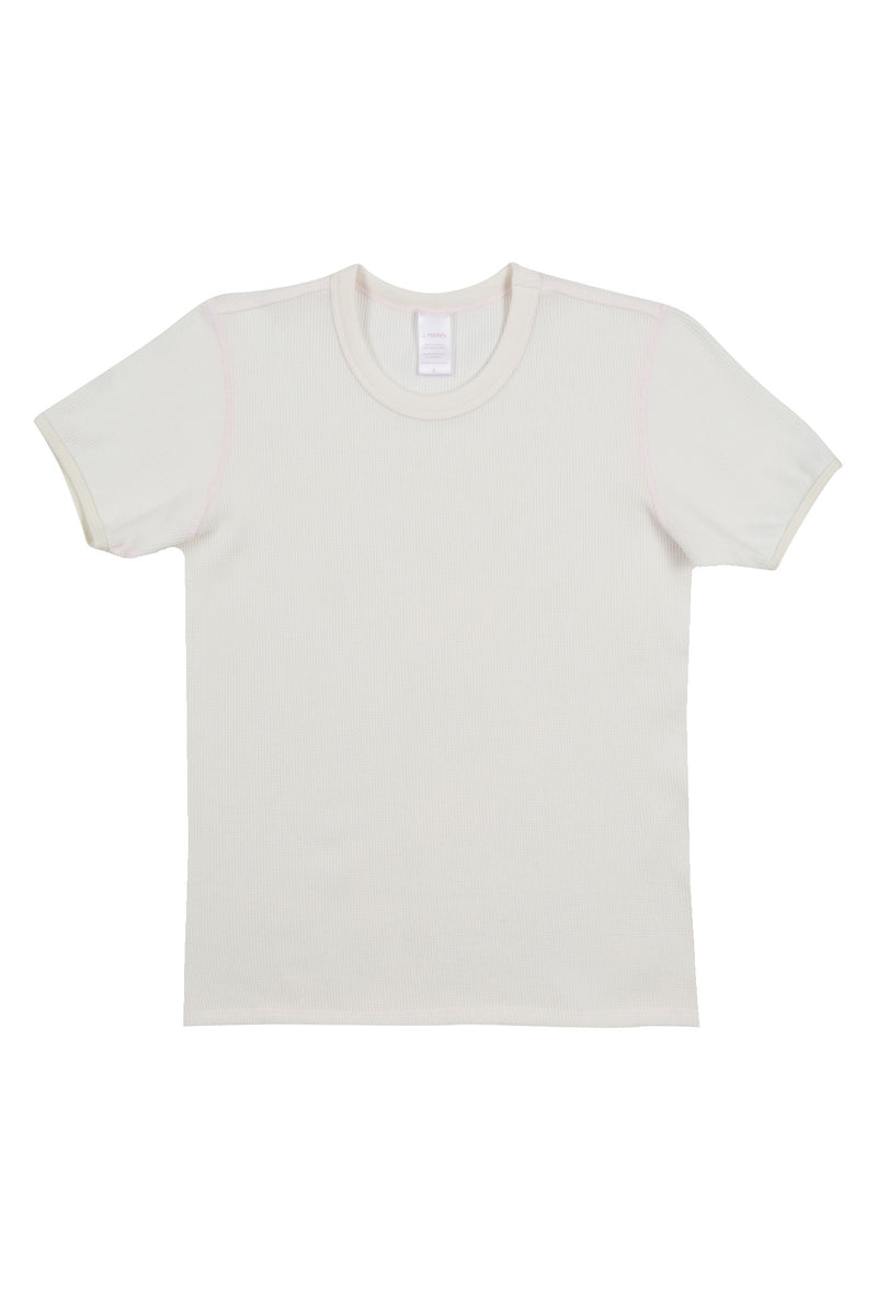 Vintage Style Classic Thermal Surplus Tee - Organic Cotton - Natural/Rosewater Pink - J. Marin
